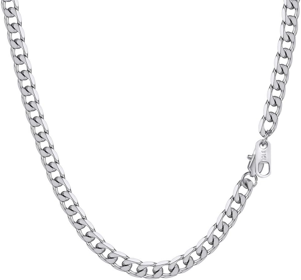 Stainless Steel Cuban Chain Necklaces for Men, Black/18K Gold Plated, Hypoallergenic Jewelry, 4mm-13mm, 14"-30", Come with Box