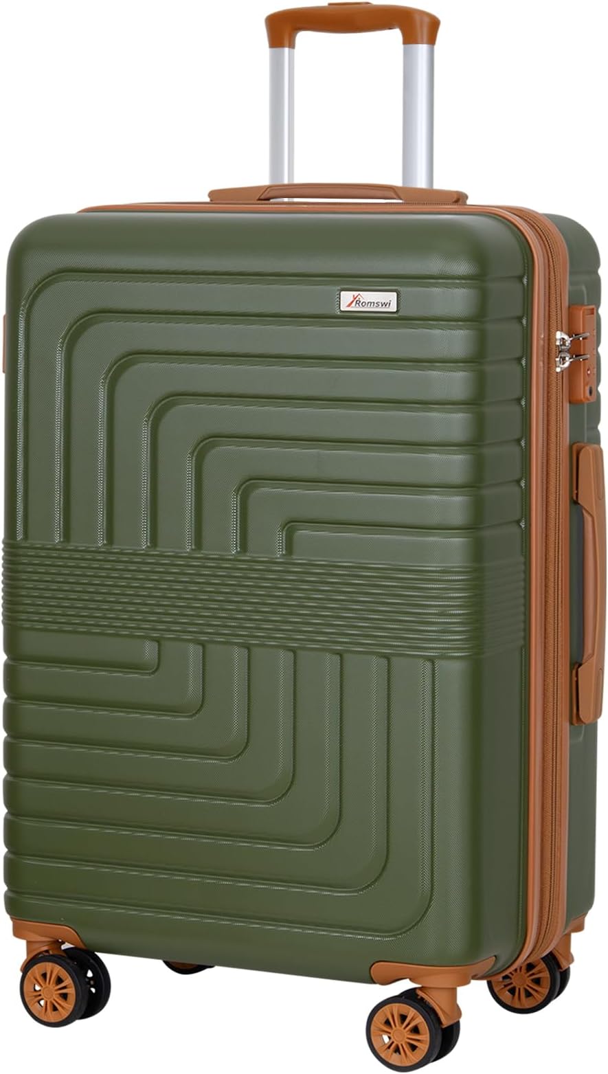 26" Medium Checked Luggage, Checked-Medium Hardshell Suitcase with Double Spinner Wheels, Lightweight Large Hardshell Suitcase with TSA Lock,YKK Zipper, Scratch-Resistant Olive Green