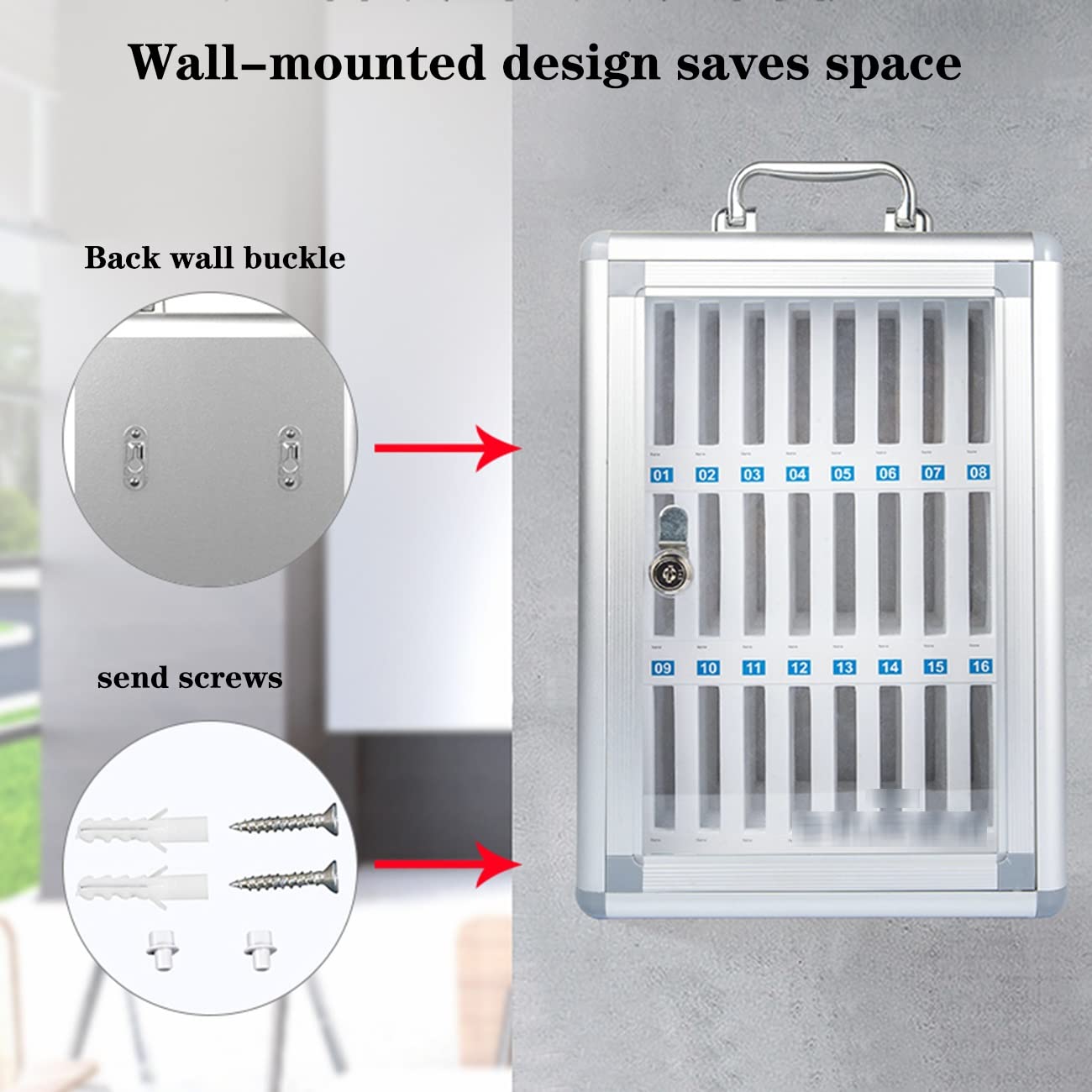 Caja Fuerte De Almacenamiento De Teléfono Móvil Casillero para Teléfono Móvil De La Oficina De Conferencias Caja De Almacenamiento De Teléfono Móvil con Cerradura (Color : Silver, S : 36 bits)