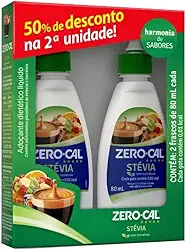 Zero-Cal - Stévia Kit 2 Adoçantes Líquidos - Natural, Saboroso e Sem Calorias - 2x80ml
