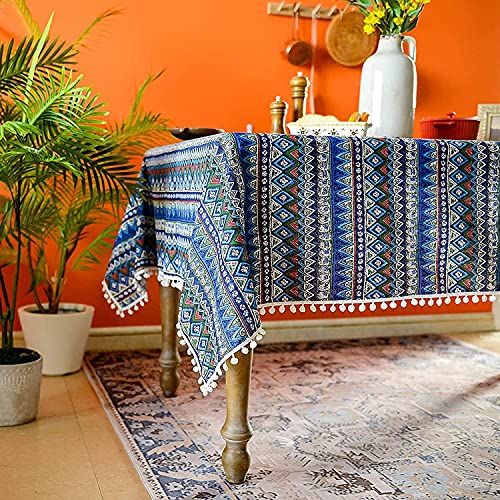 Nappe cuisine en coton lin bleu pour décoration de buffet de table conviviale et chaleureuse - 4