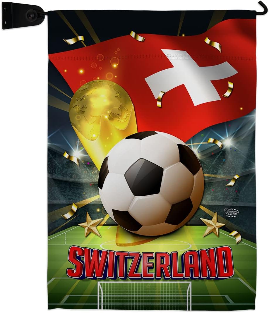 World Cup Switzerland Garden Flag Set Mailbox Hanger Sports Soccer Game Goal Ball Football Entertainment Activity Physical House Banner Small Yard Gift Double-Sided, Made in USA