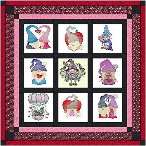 Material Maven Quilt Kit Valentine Be Mine Gnome/Pre Cut Ready to Sew/Finished Embroidery