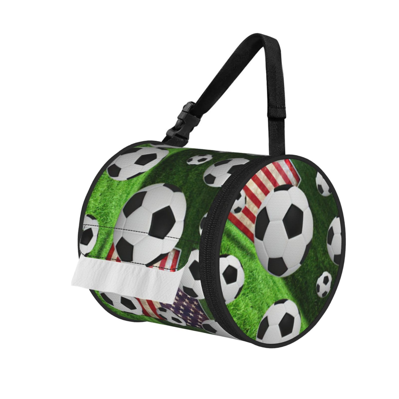 Soccer Usa American Flag Print Fashion Tissues Organizer Box, Hanging Tissue Holder For Purse Coins For Car Office Daily Outing