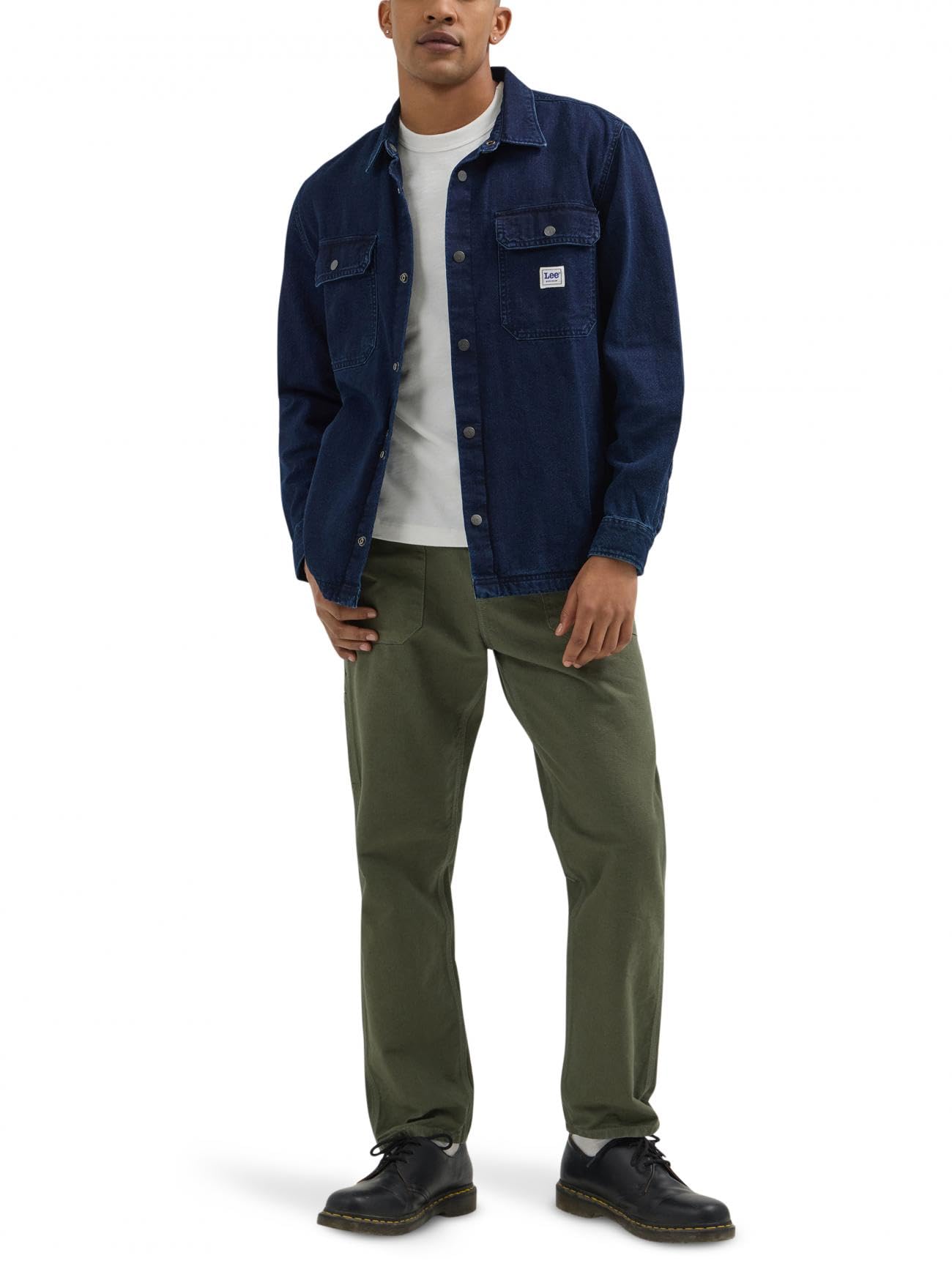 Lee Men's Heavy Weight Medium Worn Wash Workwear Relaxed Fit Overshirt, 38/40