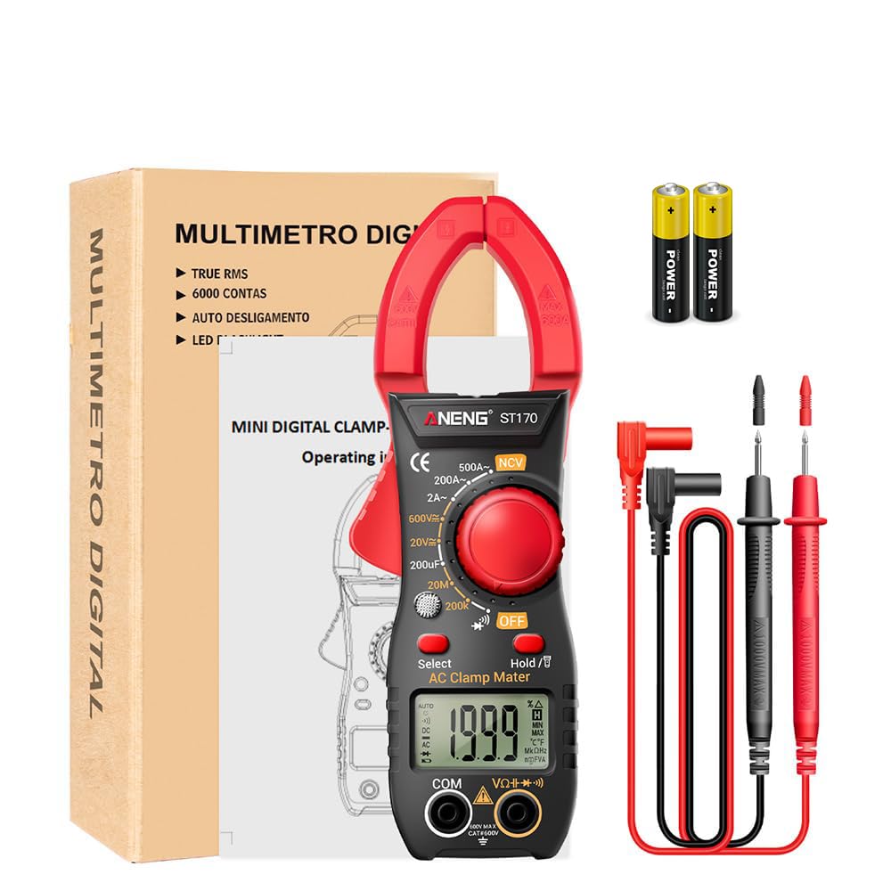 Pinza Amperometrica AC/DC CAT III 600V, True-RMS 2000 Contatori, Misuratore di Corrente 0-500A