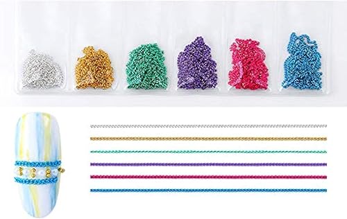 GreatDeal68 - Cadena de metal para decoración de uñas, diseño 3D, color dorado, plateado, cobre y oro rosa
