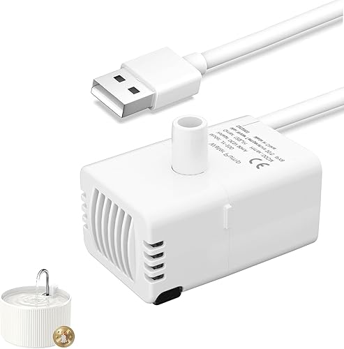 Miniatura 1 de Bomba de fuente de cerámica para gatos para fuente de agua de cerámica para mascotas de 2.2L, bomba ultra silenciosa con puerto USB
