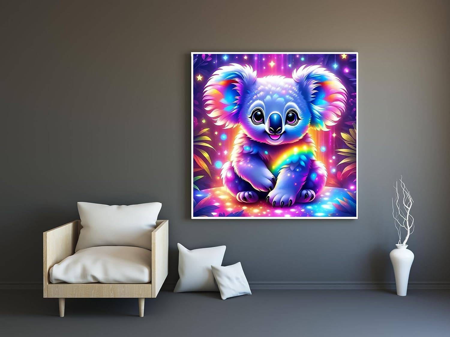 luckyarina Koalas Diamond Painting per bambini con cornice – Diamont Art Quadro Koala, Animali Diamond Painting per bambini a partire dai 4 6 8 10 anni come regalo per decorazione della casa
