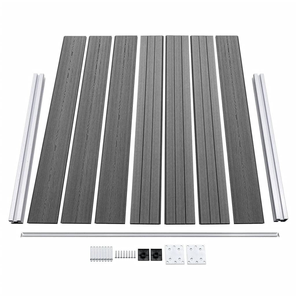 Zaunelement Set WPC 872x146 cm Grau Sichtschutzzaun, Garten Sichtschutz Panel Gartenzaun für Landschaft, Garten und Außende Dekoration