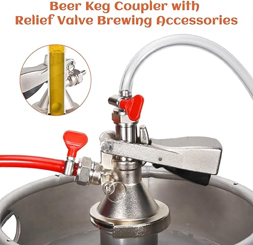 Vista 4 de Tissting Acoplador de barril G5/8 A tipo dispensador de grifo de cerveza de acero inoxidable con válvula de alivio de presión de seguridad