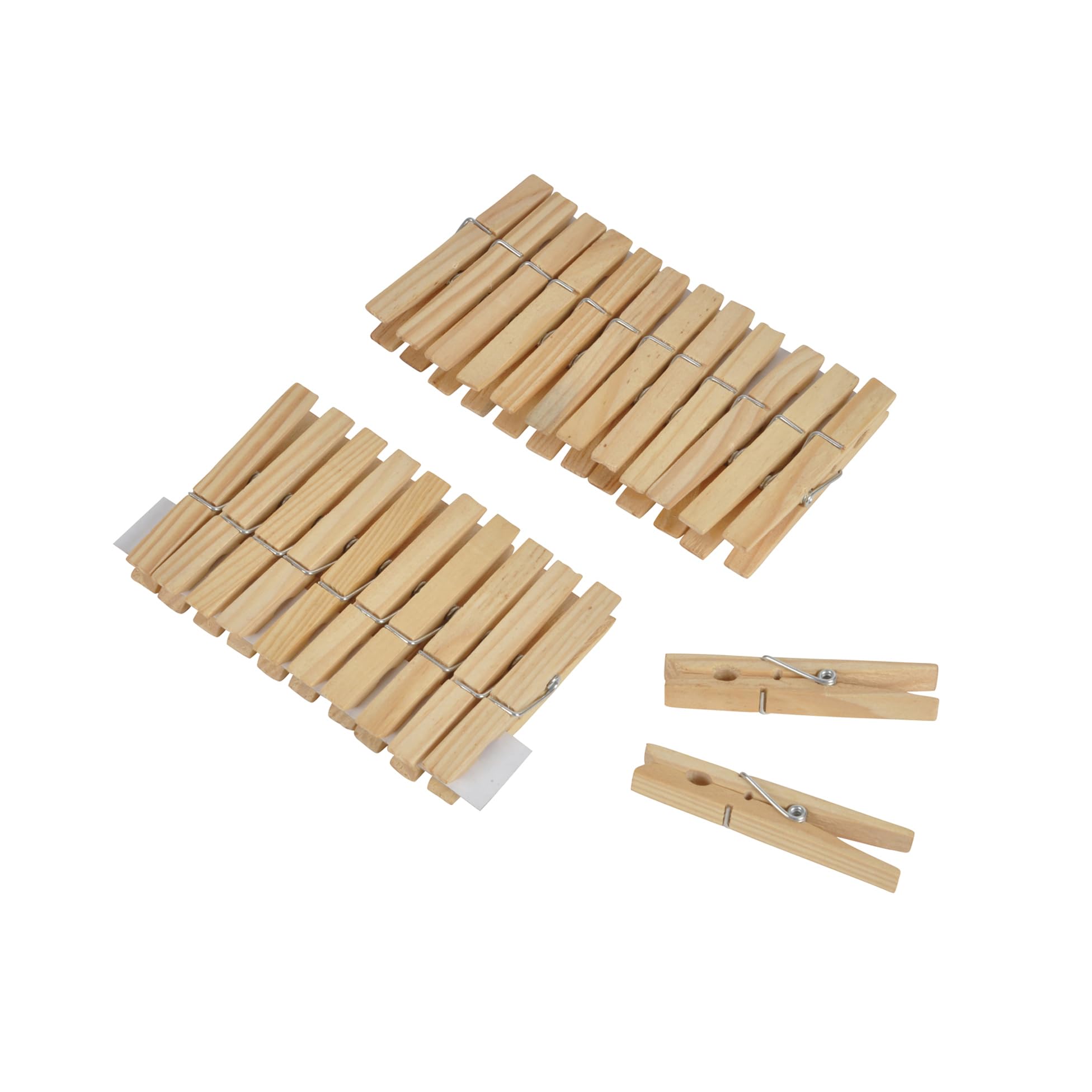 Homéa, Set of 24 Wooden Clothes Pegs 7 cm Natural