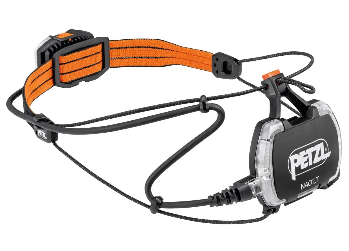 PETZL NAO LT Stirnlampe, leicht, wiederaufladbar, 600 Lumen, Orange