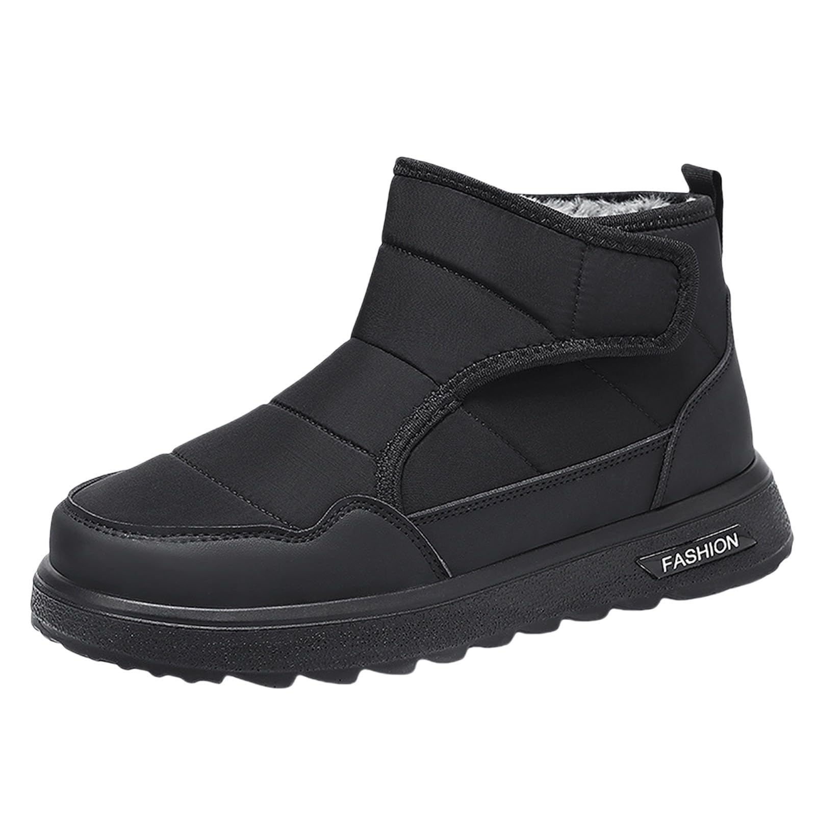 Winter Snow Boots For Men Fur Lined Warm Hiking Ankle Boots Slip On Comfortable Wide Toe Shoes Waterproof