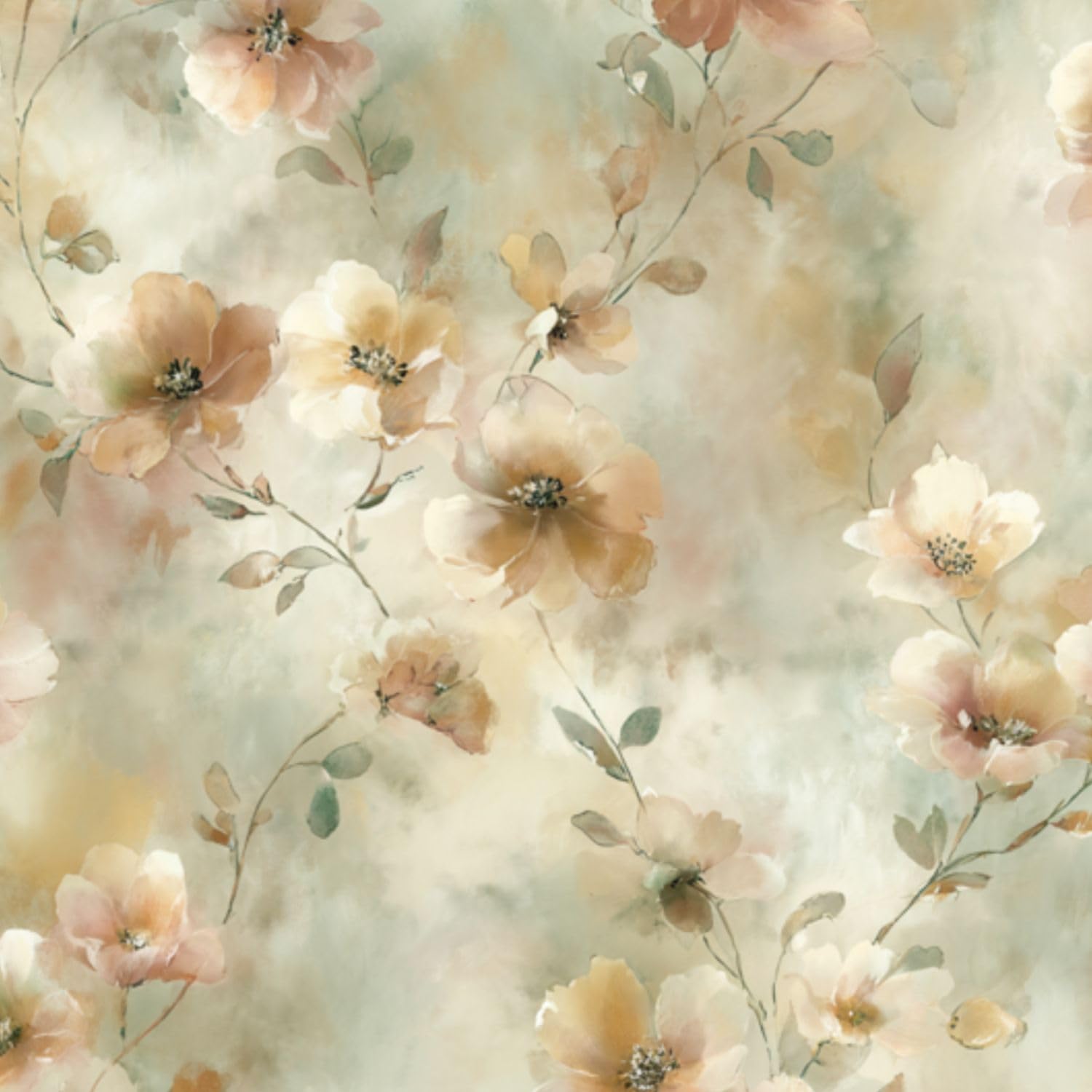 Deruinvaio Multi10 Self Adhesive Feature Removable Watercolor Wildflower Botanical Soft Peel And Stick Vinyl Wallpaper Roll, Sticky Lining Paper For Bedroom, Living Room, Kitchen Walls