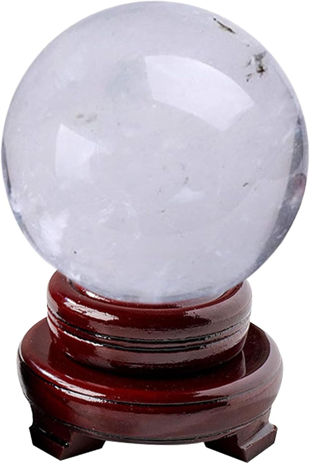 CYVXCPPGI Clear Quartz Crystal Ball with Wooden Stand, Crystal Sphere Sculpture Figurine,Family Decorative,Fortune Teller,Feng Shui,Witchcraft,Witch Decor,11cm