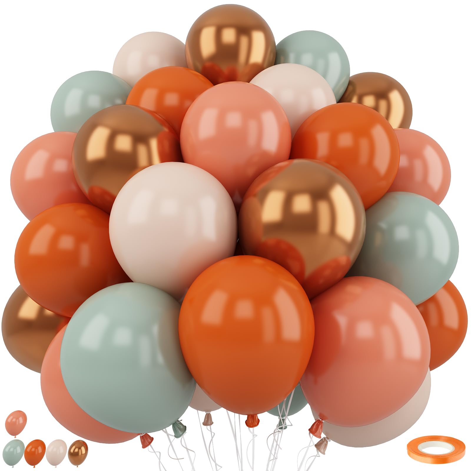 Fall Balloons Burnt Orange Green Gold Balloons Set for Autumn Party Decor — image 1