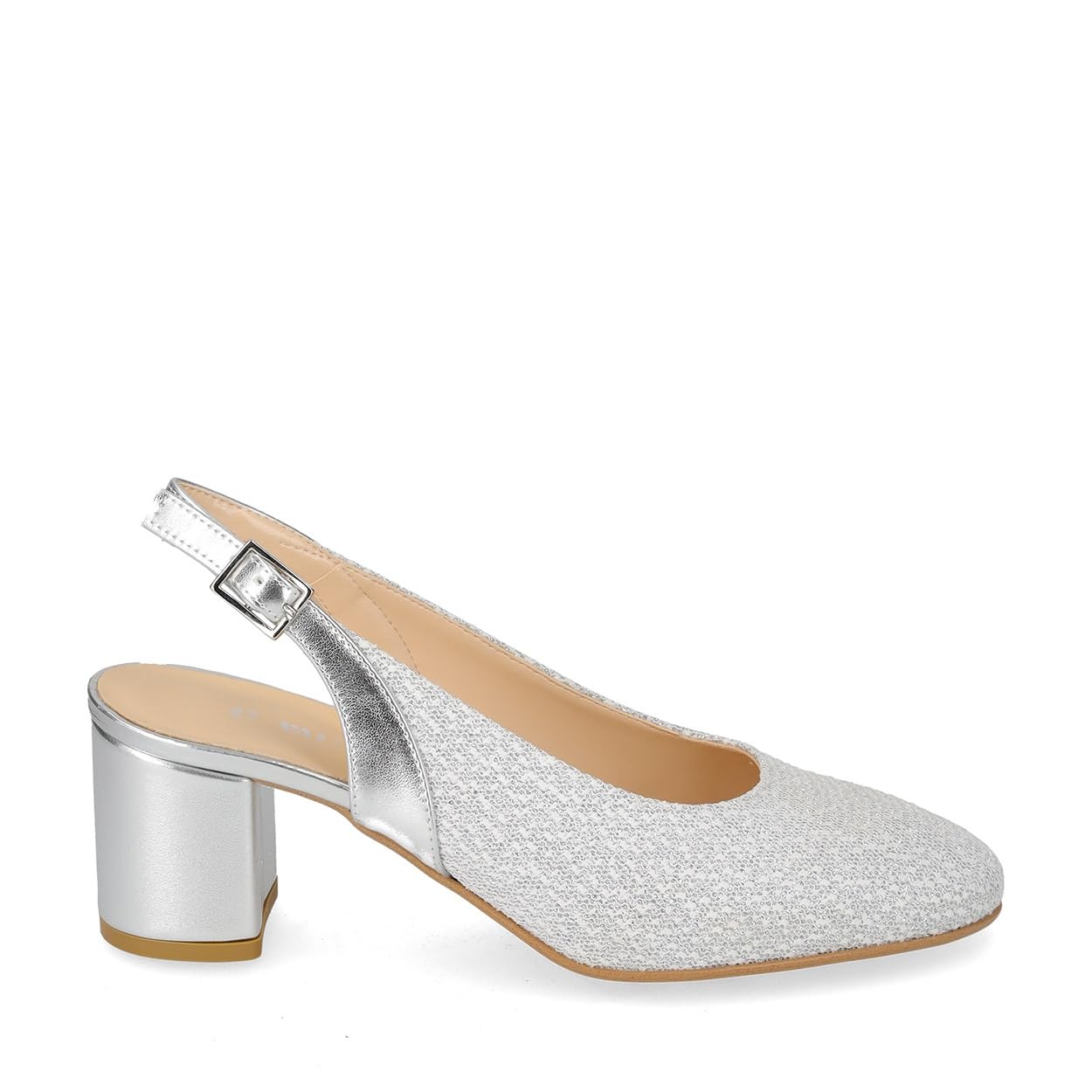 Valleverde 28200 Slingback Cerimonia Donna Tessuto Tacco Grosso 6Cm Suola Gomma Sintetica