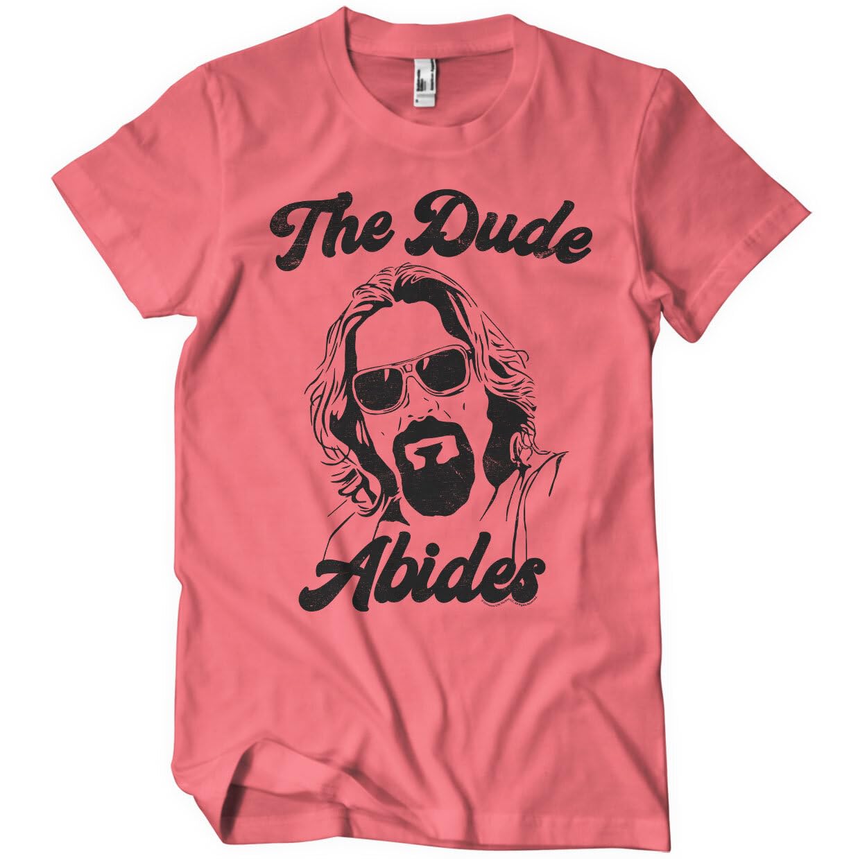 The Big Lebowski Men's Coralsilk Officially Licensed The Dude Abides T-Shirt (Coralsilk), Large