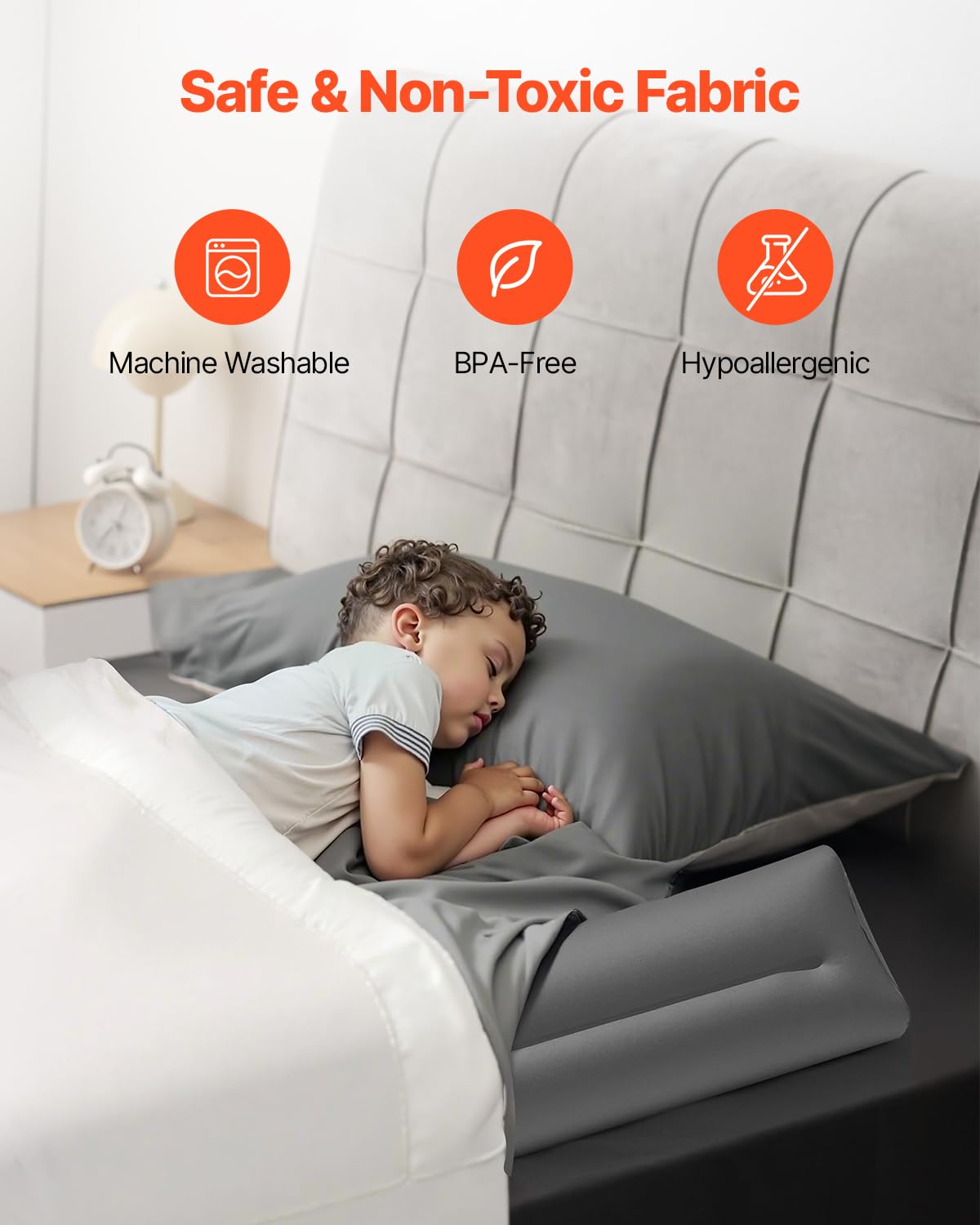 Schuimrubberen bedbumper - alternatief voor 100 cm rail kan door volwassenen of kinderen worden gebruikt - Met afneembare en wasbare hoes, gemaakt in Portugal, 2 bumpers