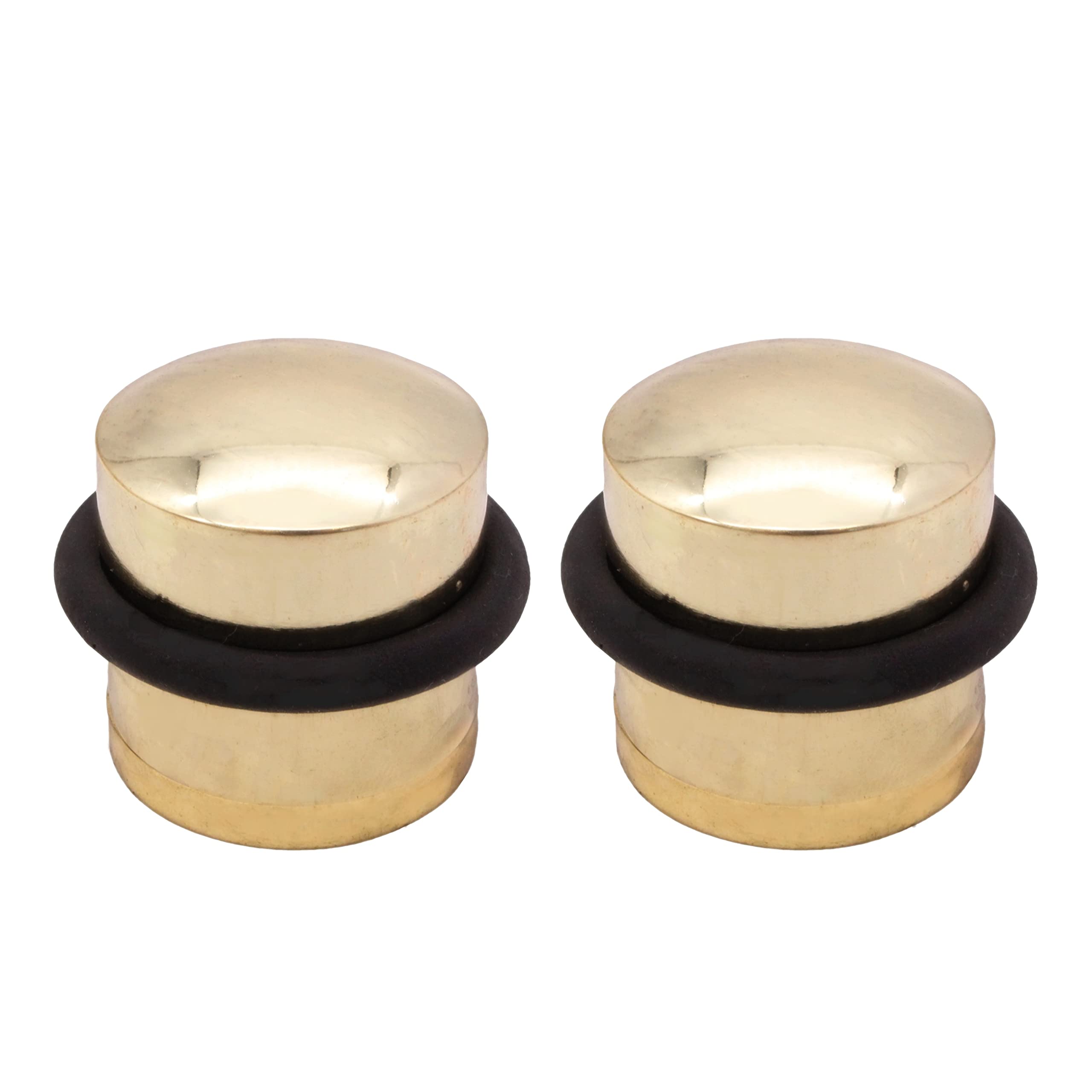 Eai Brass Plated Door Stop Dome Solid Floor Mounted - Pack Of 2