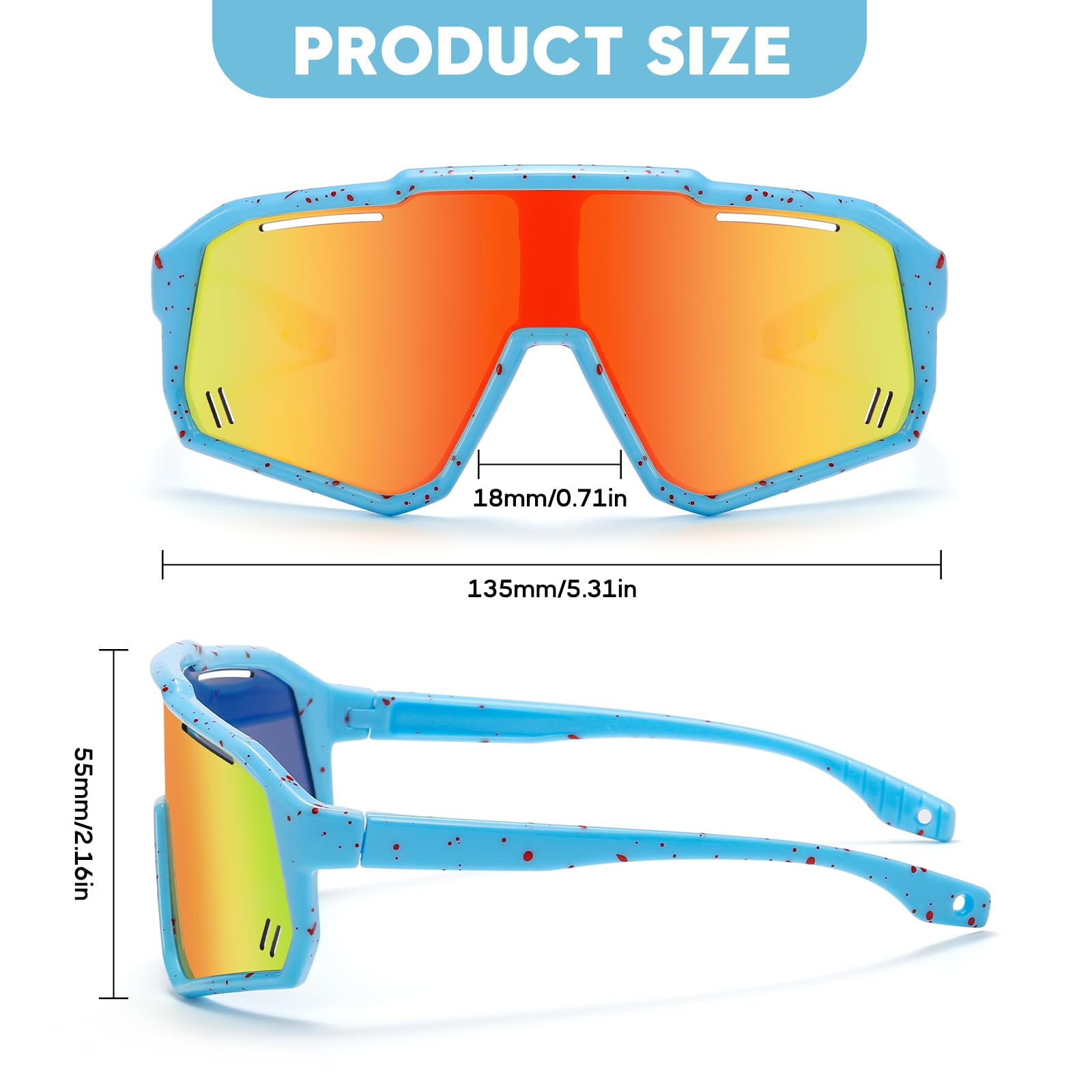 Gafas de sol deportivas polarizadas para niños de 3 a 12 años, UV400, para béisbol, ciclismo, tenis, otras gafas al aire libre