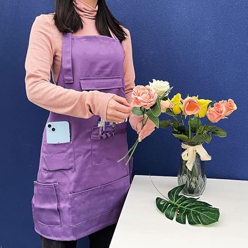 Boshiho Adult Painting Aprons Barber Apron With Pockets For Women/Men/Unisex, Utility Or Work Apron (Purple) #TOP5