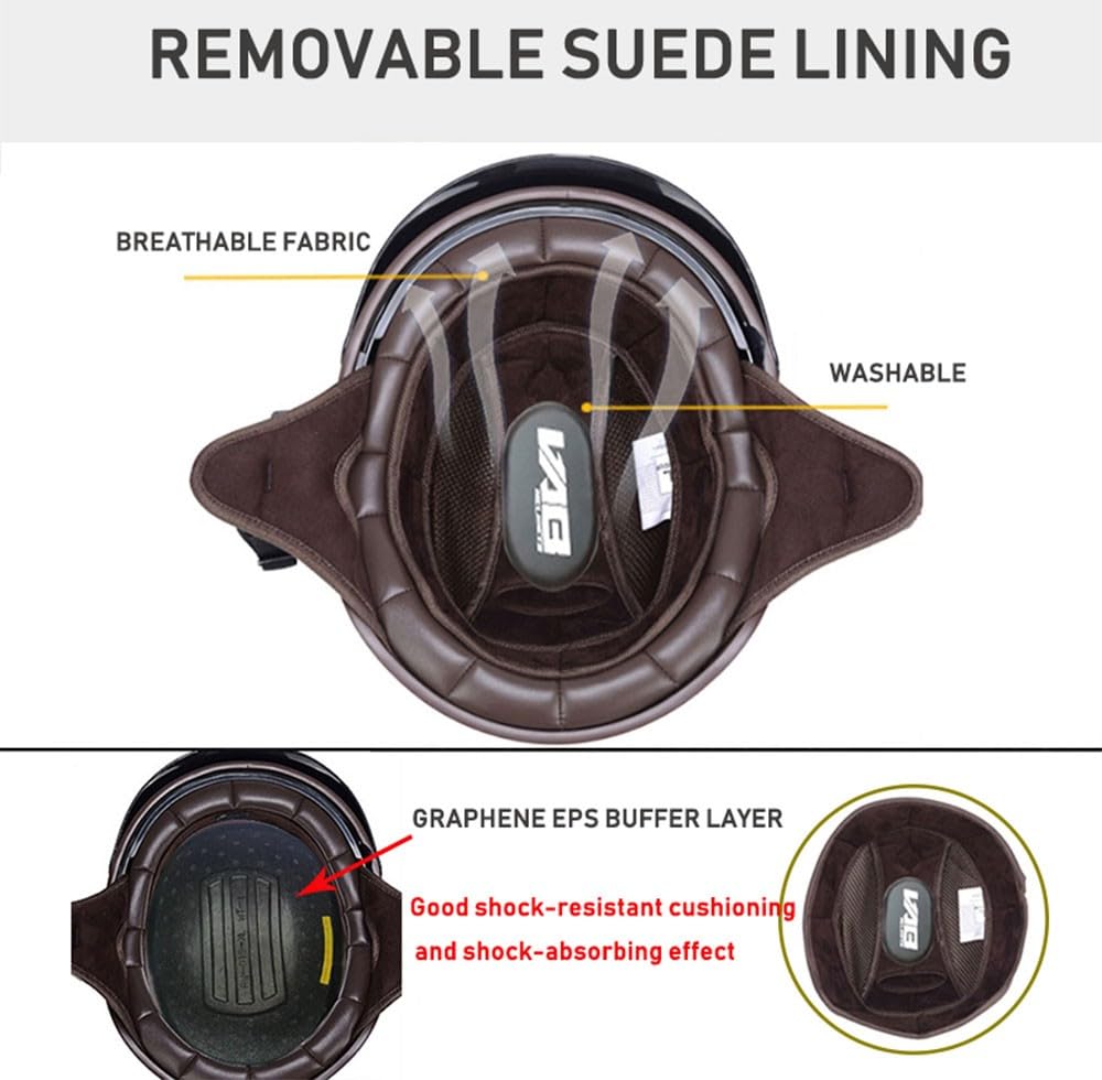 Medio Casco Motocicleta para Adultos, Casco Abierto con Visera, Casco Scooter ATV Casco Seguridad Certificado ECE D,XX-Large