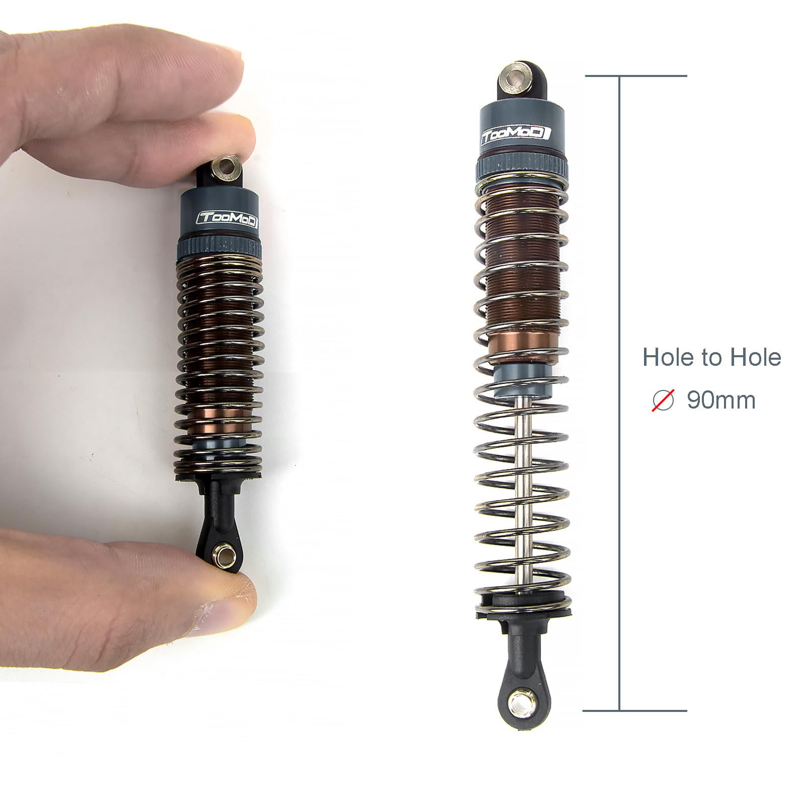 TOOMOD 1/10 90mm RC Oil filled Shock Absorbers kit for Tamiya Bullhead SuperClod Buster TRX4 Axial SCX10 D90 Crawler Car Truck Car Upgrades Replace Parts (Grey)