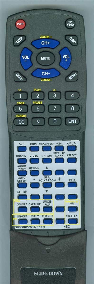 Replacement Remote for NEC RU-M121, E705, E805, E805AVT, E705AVT