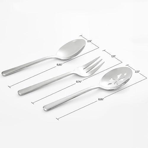 Miniatura 5 de RTT - 2 cucharas de servir, 2 cucharas de servir ranuradas, 2 tenedores de servir, de acero inoxidable de 9 pulgadas, utensilios de servicio para