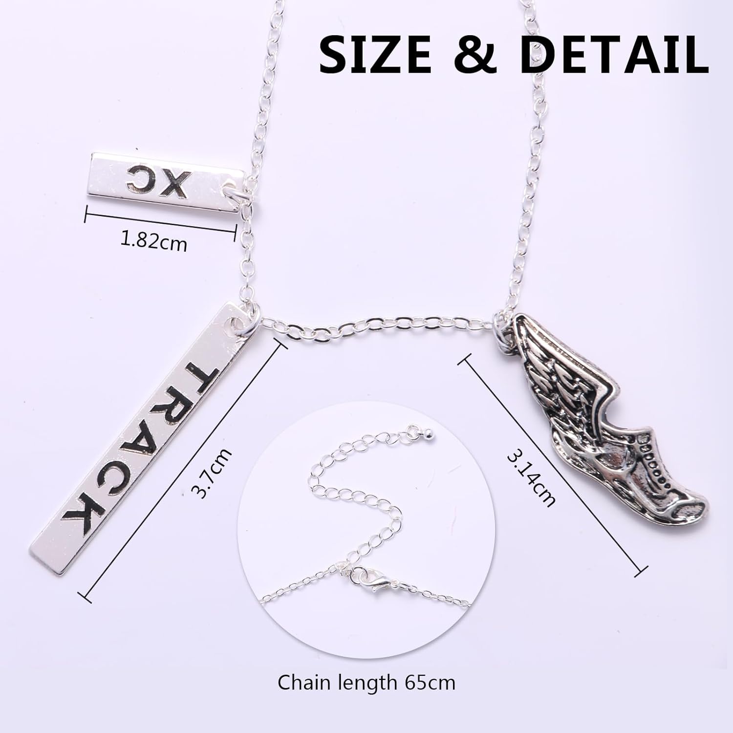 Cross Country Runner Necklace - Track & XC Gifts, 25 Inch Stainless Steel Cable Chain - Image 2