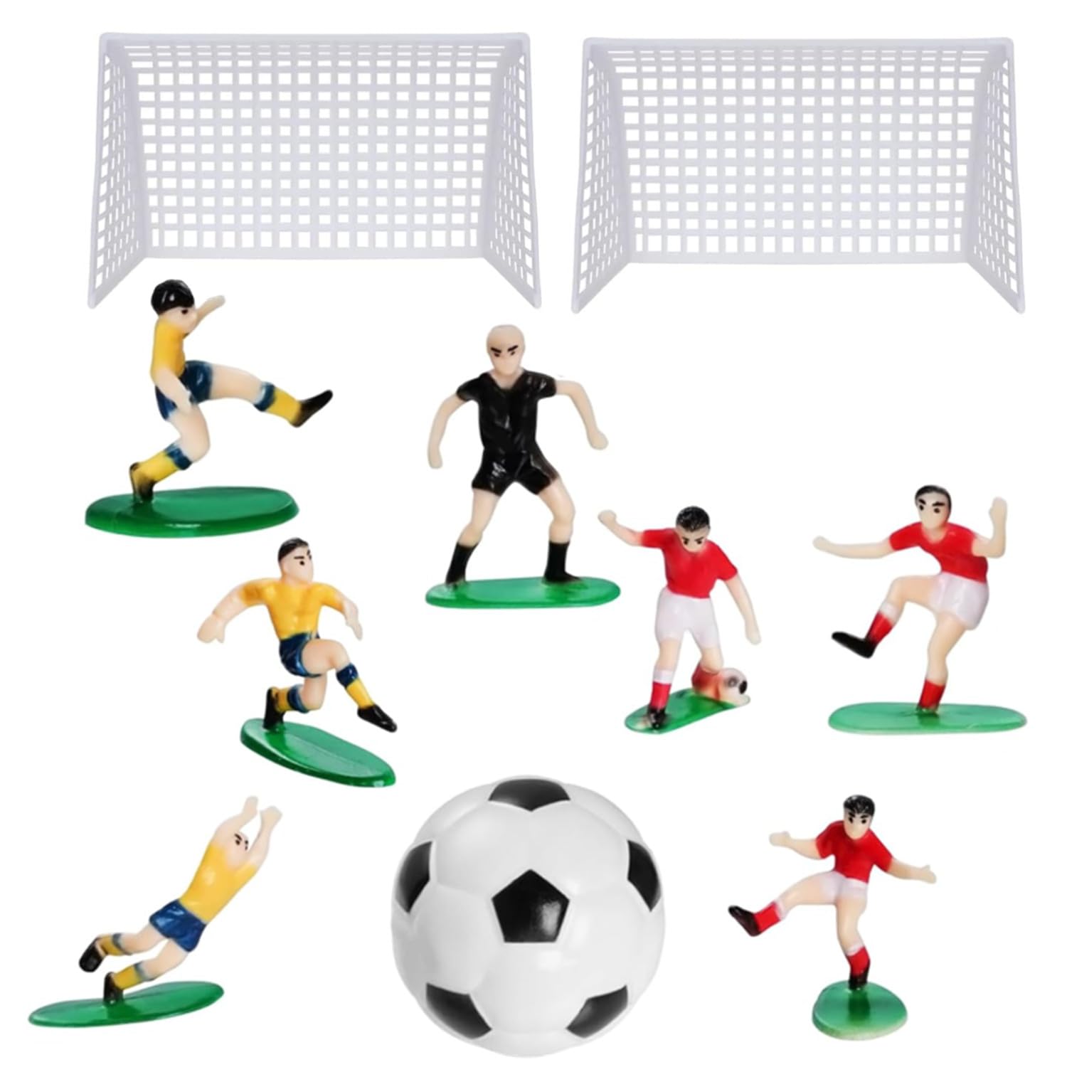 ZHAOYCSH 10pcs Football Cake Toppers Set for Boys, Personalised Soccer Birthday Cake Decorations, 3D Football Player Topper Picks for Baby Shower, Wedding, Men's Football Theme Party Supplies