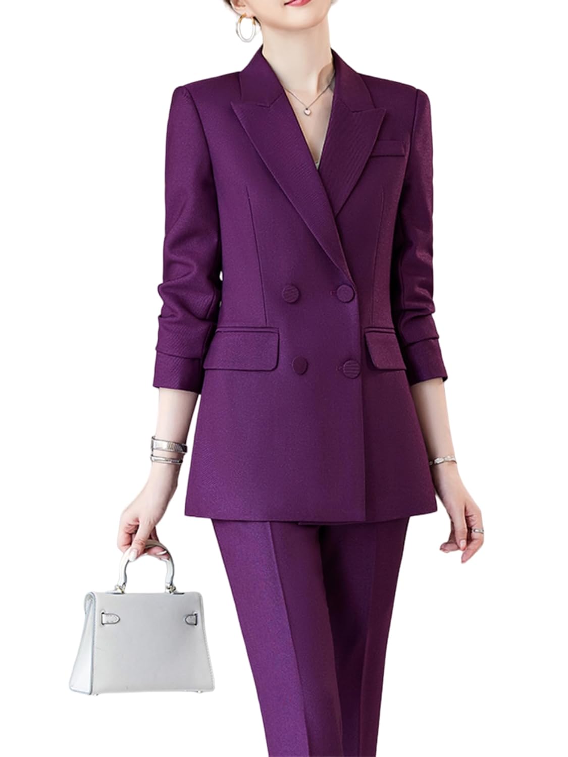 Women Professional Pant Suit 2 Piece Set Office Ladies Female Business Work Formal Blazer Jacket and Trouser Outfits