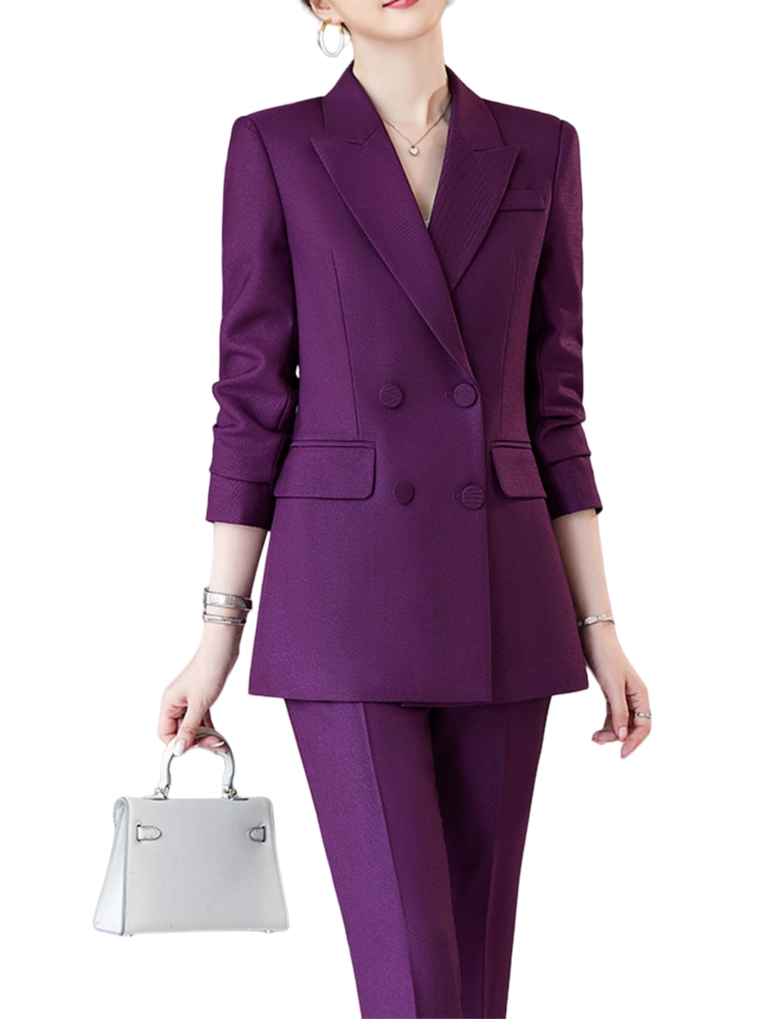 Women Professional Pant Suit 2 Piece Set Office Ladies Female Business Work Formal Blazer Jacket and Trouser Outfits