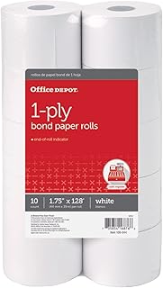 Office Depot 1-Ply Paper Rolls, 1 3/4in. x 128ft., White, Pack Of 10, 109044