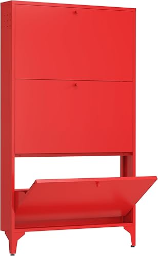 Miniatura 7 de Zapatero con 2 cajones abatibles, organizador de zapatos de granja, gabinete estrecho para zapatos, armario de almacenamiento independiente con