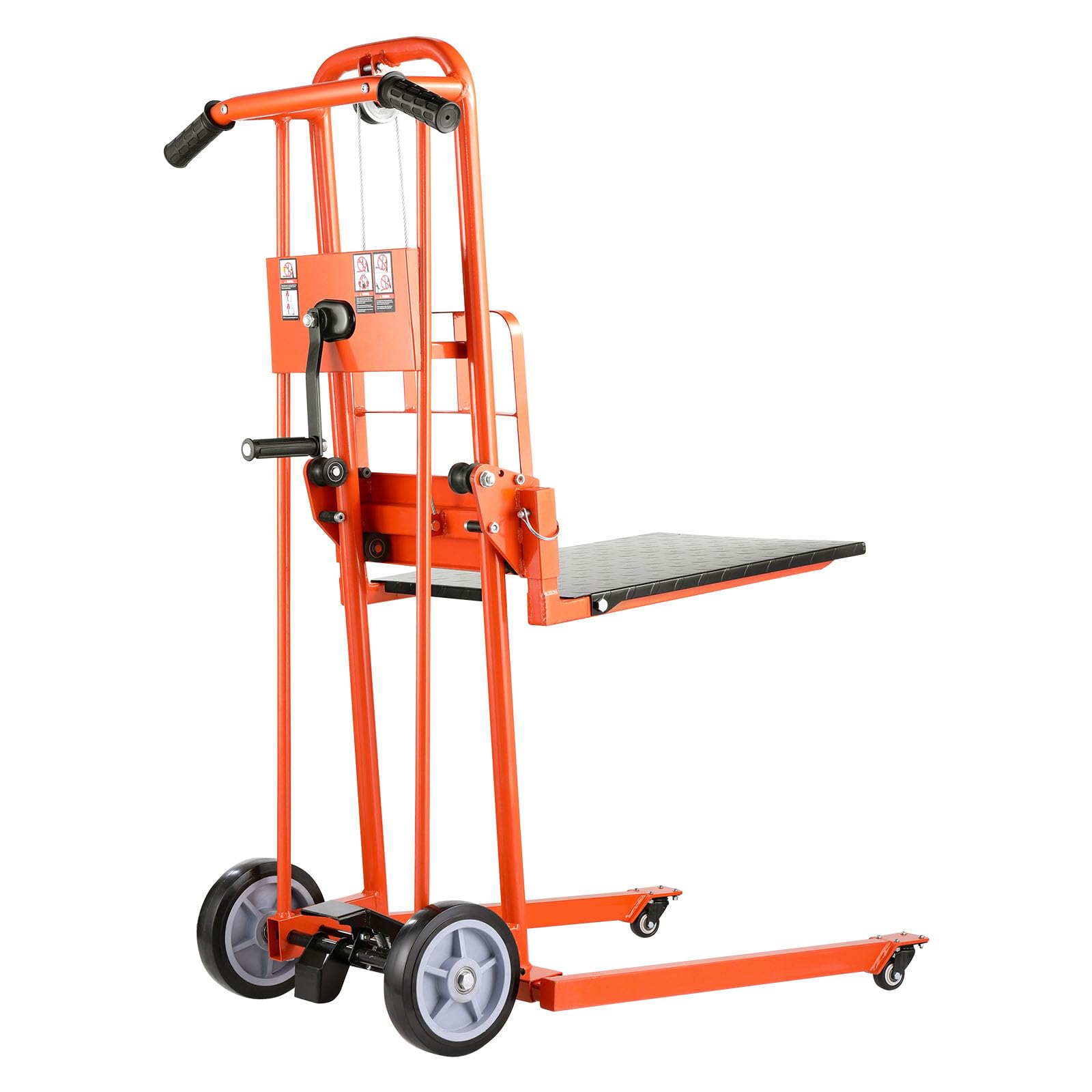 VEVOR Apilador con Cabrestante Manual de Elevación de Materiales con Ruedas Giratorias y Placa Elevadora, Plataforma Elevadora con Capacidad de 149,68 kg, Altura de Elevación Máxima de 1090 mm
