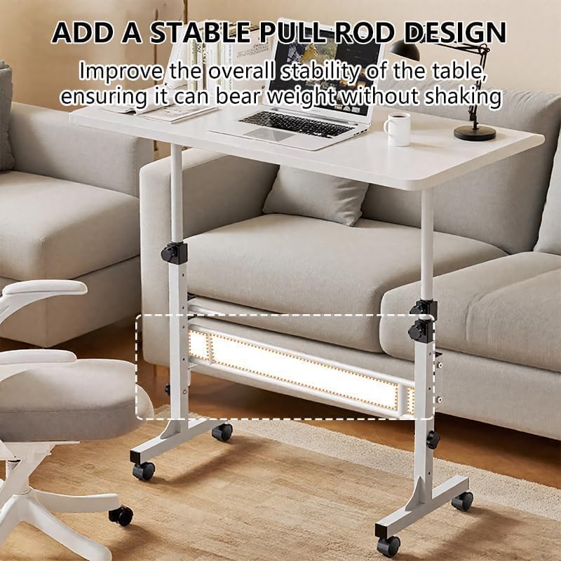 Portable Standing Desk Adjustable Height 27 5-43 3 Small Rolling Desk with Lockable Wheels Foldable Computer Desk for — view 3