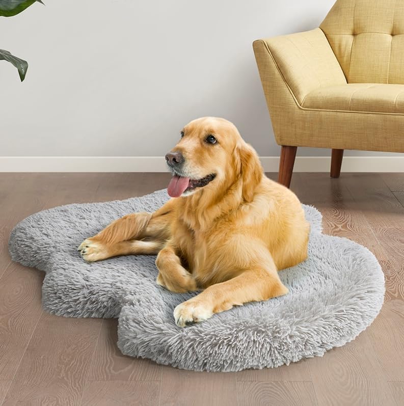 Cama ortopédica para perros con espuma, alfombra de piel sintética para cachorros con funda de cama extraíble  Gris  24 x 44