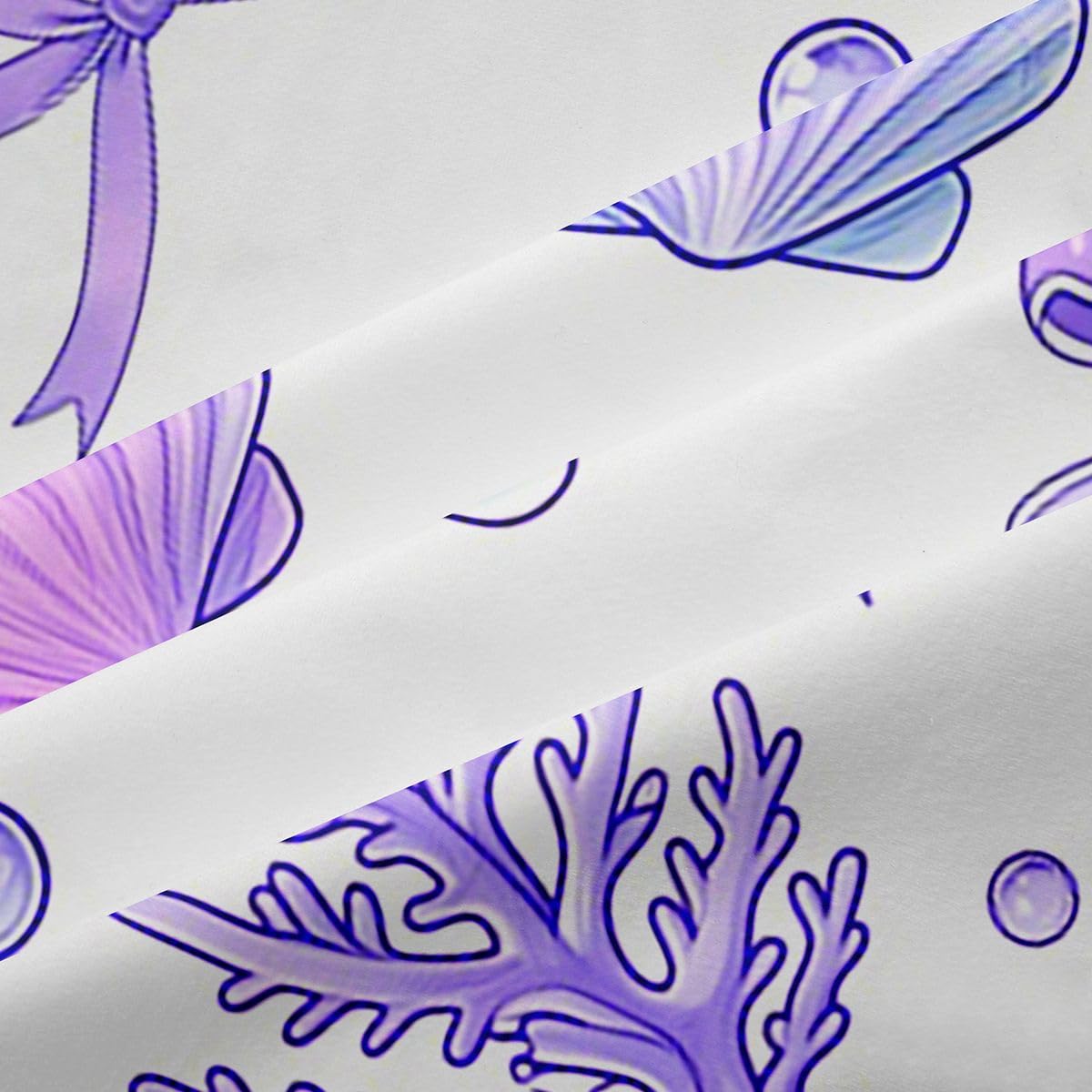 Homemissing Tende oscuranti viola con fiocco per camera da letto, soggiorno, stelle marine, conchiglie, tende oscuranti estive, costiere, spiaggia, oceano, 2 pannelli, 167,6 x 182,8 cm, decorazione