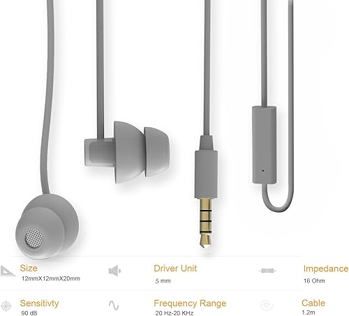 Miniatura 4 de MAXROCK Auriculares para dormir, auriculares intrauditivos insonorizados, auriculares suaves con micrófono con cancelación de ruido, auriculares