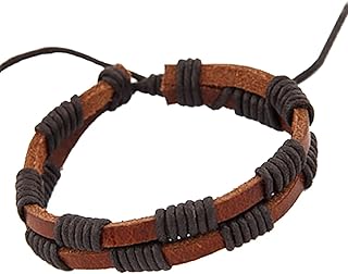 Young & Forever Rakhi Gift Friendship Day Gifts Special MenTastic Uber Antique Anchor Black Genuine Leather Brown Genuine Leather Bracelets for Men Metal Wrist Band Bracelet Unisex Bracelets, Crystal