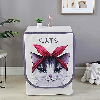WKONAK Couverture de la Machine à Laver Imperméable Miss Cat60x55x85cm Créateur Solaire Tissu Plus épais pour Une Utilisation Facile Appliance Protecteur Anti-poussière