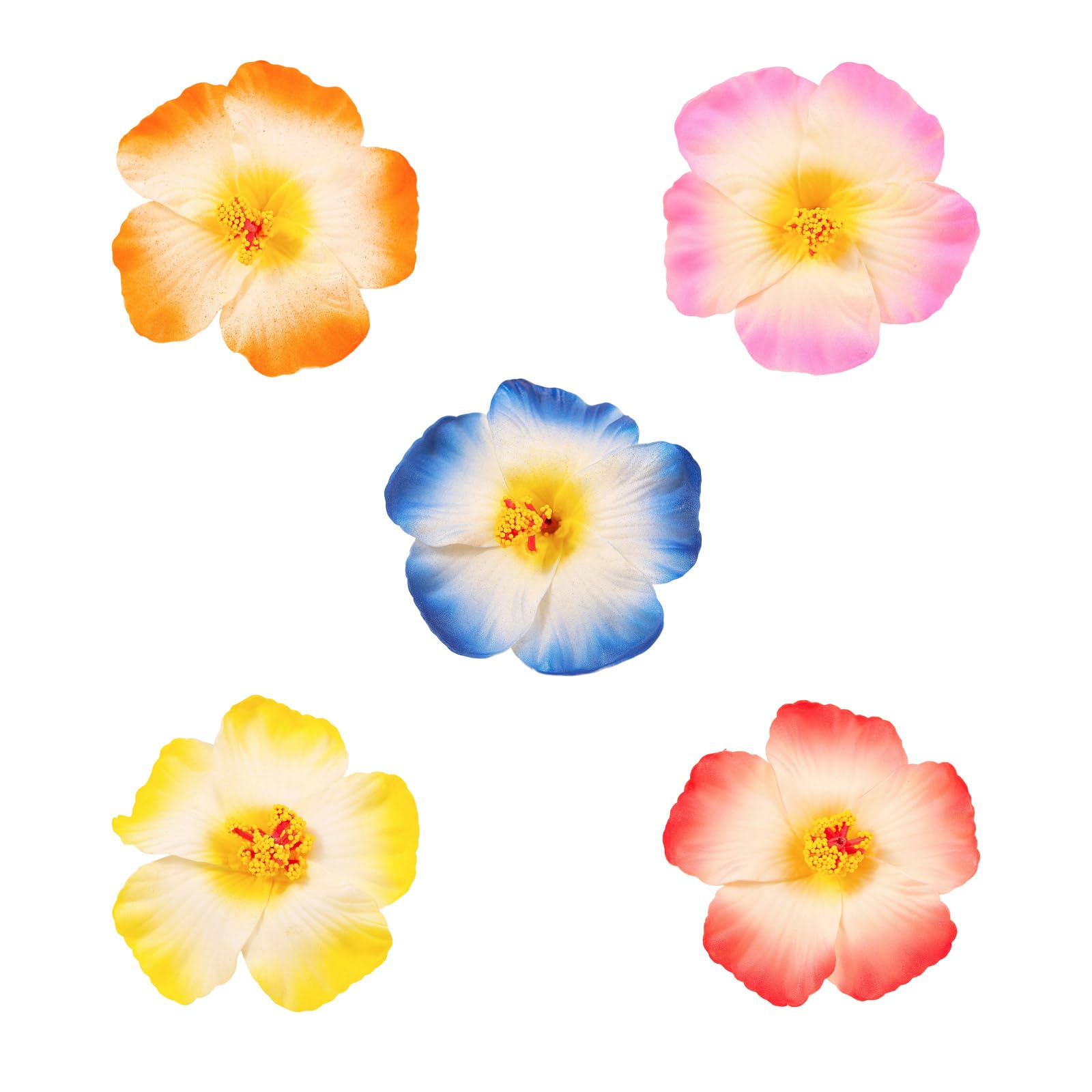 YUXITA Pack of 5pcs Hawaiian Flower Hair Clip Soft Cloth Nonslip Design for Beach Vacation Party Multiple Color