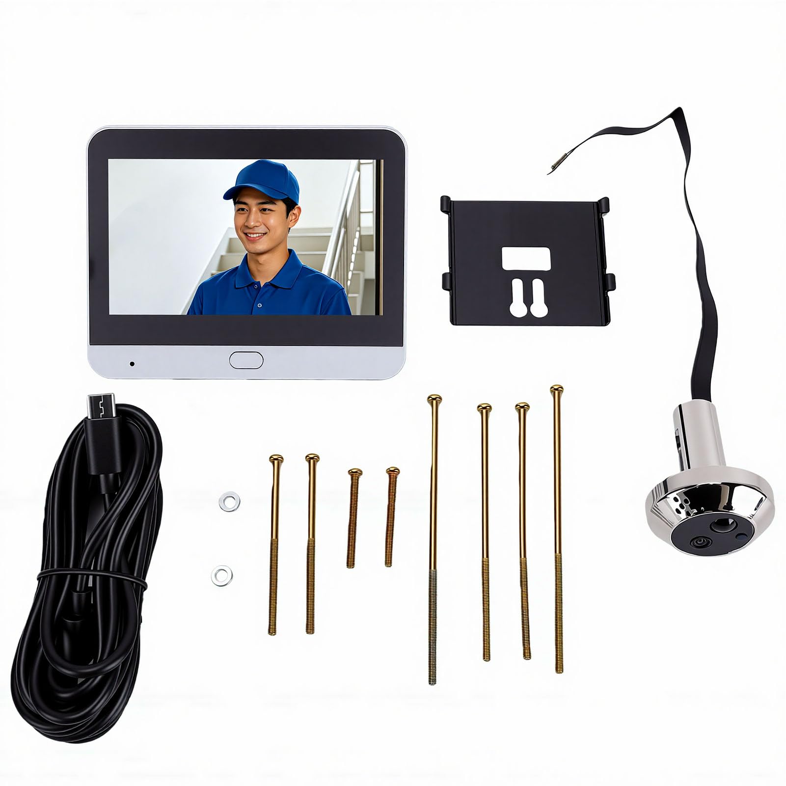 Luocute Timbre con Vídeo Inteligente 1080P, Pantalla LCD de 4,3 Pulgadas WiFi Conversación Bidireccional con Reducción de Ruido, Detección de Movimiento PIR Batería de 5000 MAh para
