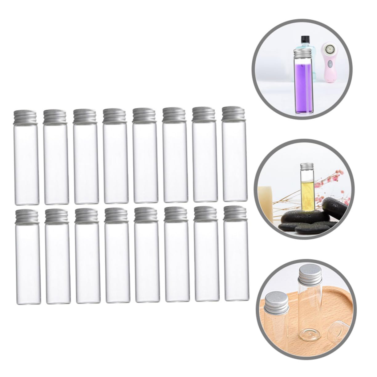 Garneck 30piezas de Muestra de Vidrio Transparente Tapa de Rosca de Frascos Pequeños para Prueba de Aceite y Almacenamiento de Hierbas Tubos de Ensayo para Laboratorio