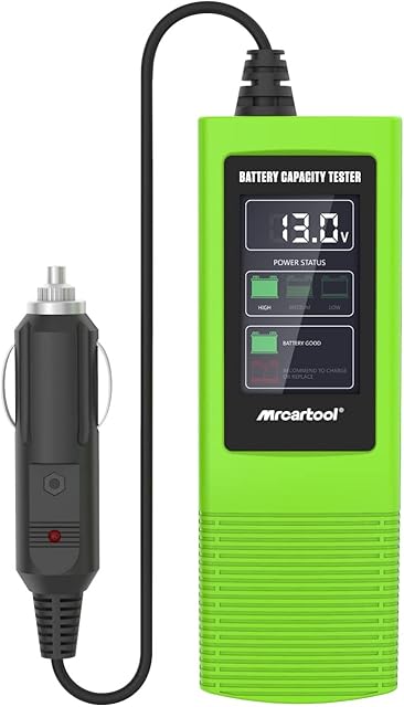 MR CARTOOL B50 Battery Capacity Tester Automotive 12V 24V Load Current Status Voltage Monitor with Large Display for Car Off-Road Vehicles Motorcycle