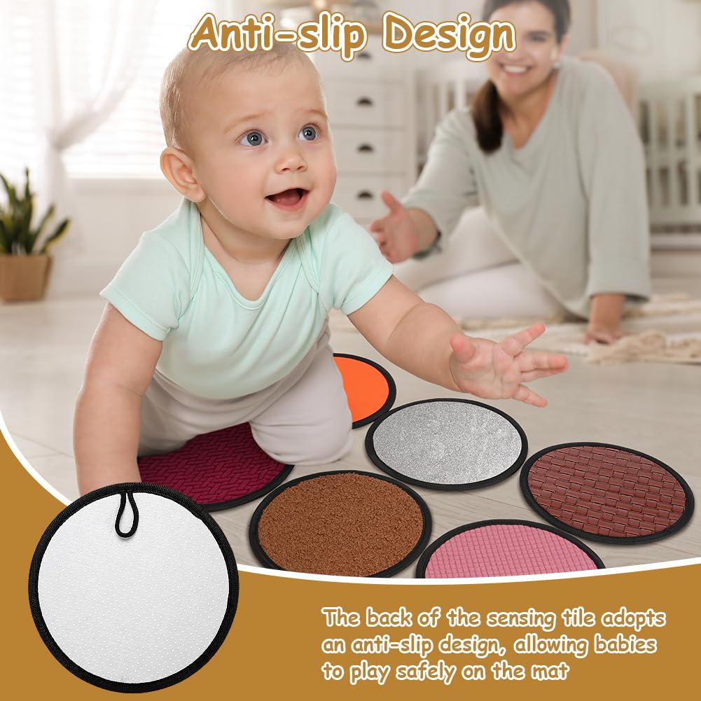 Vicloon 16PCS Sensorik Matten Kinder, Sinnesmatten für Autistische Kinder, Taktile Scheiben, Multisensorisches Textur Spielzeug, Set Fühlspiel als Montessori Sensorik Matten (Rund)
