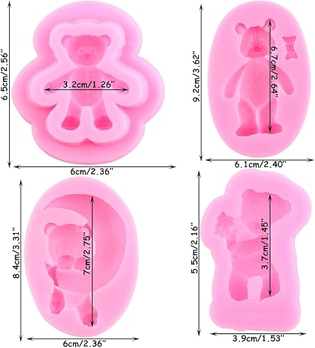 Miniatura 4 de Mujiang Moldes de silicona para fondant, molde de chocolate con oso de luna para decoración de pasteles, pasta de goma, decoración de cupcakes,
